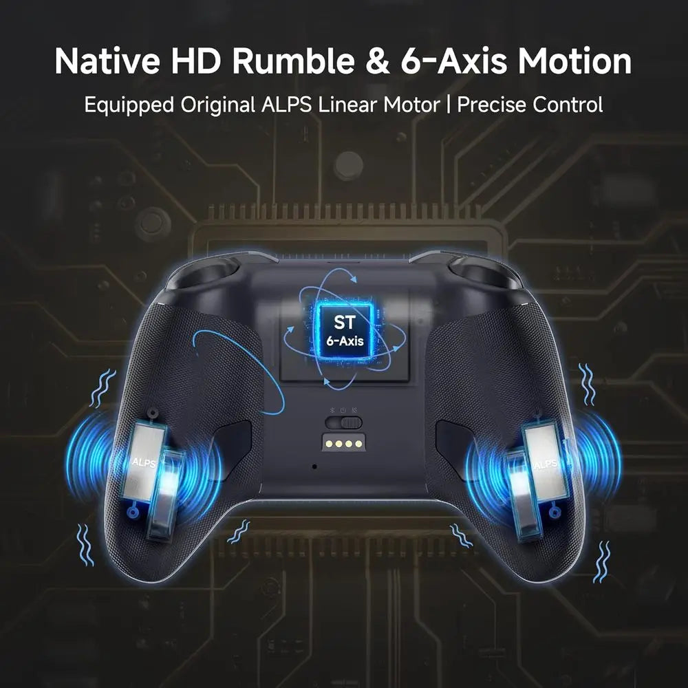 Wireless Controller with HD Rumble, Zero Drift Joystick, Charging Dock, Turbo & Programmable Buttons for Gaming Consoles