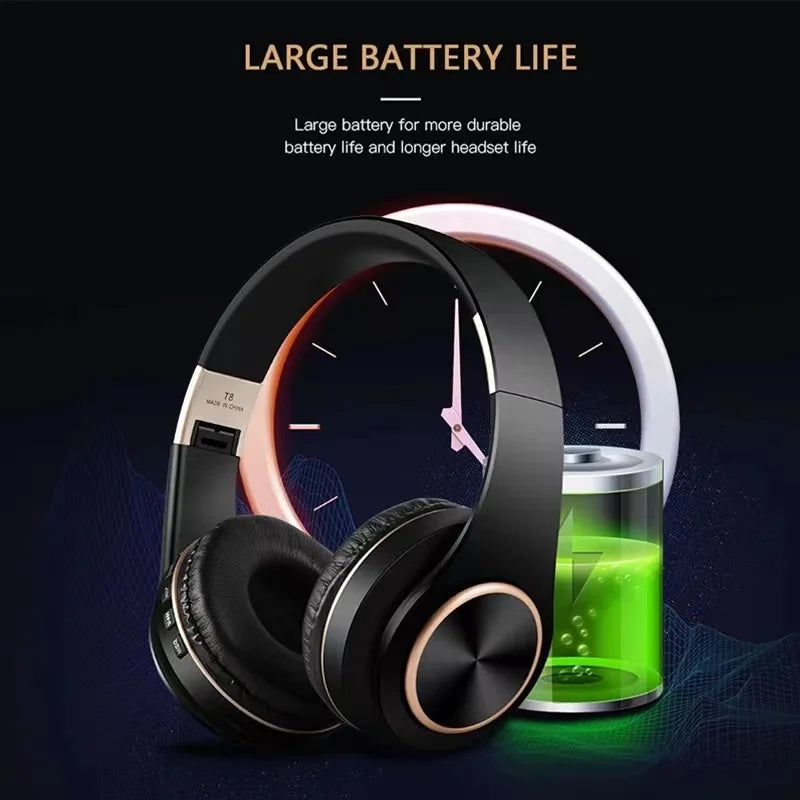 Over-ear Wireless Headphones Bluetooth 5.3 HiFi Stereo Low Latency Noise-canceling Headset Gaming Earphones with ENC Micphone