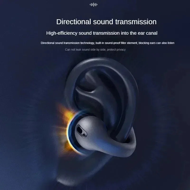 T75 Wireless Bluetooth 5.3 Bone Conduction Headphones Clip Ear Music Noise Canceling Headset HD Call Sports Gaming Earphone