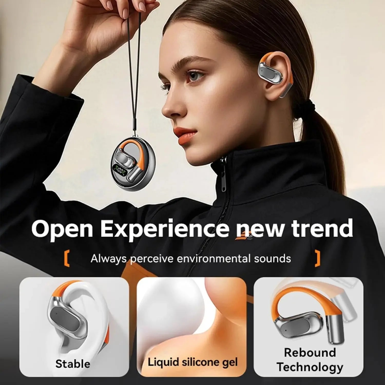 EARDECO TWS Clip-on Wireless Headphones Bluetooth Earphones Stereo Sound Wireless Bluetooth Headsets with Microphone Hifi Sound