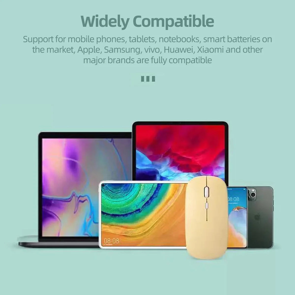 Rechargeable Wireless Bluetooth Mouse For iPad Pro 11 12.9 Air 5 4 2.4G USB Mice For Android Windows Tablet Laptop Notebook PC